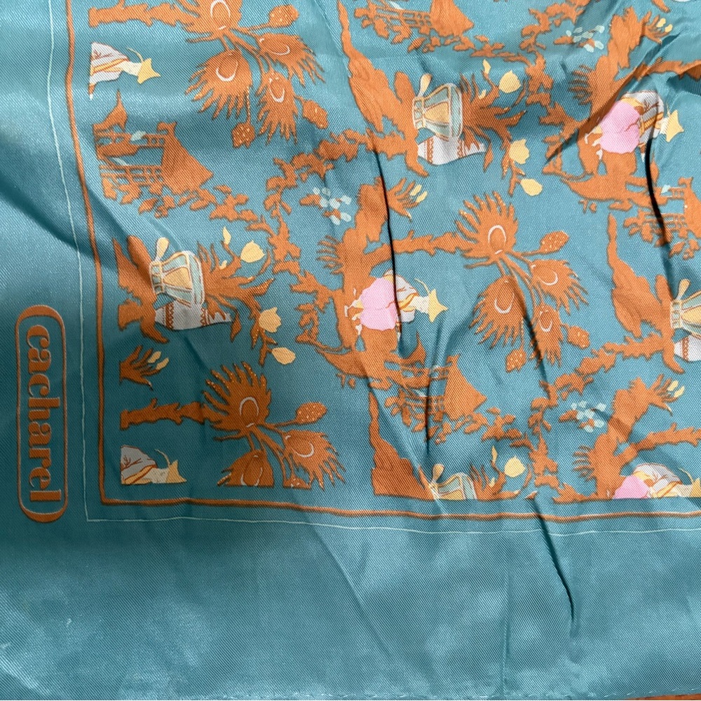 Cacharel Silk Scarf in Green and Orange